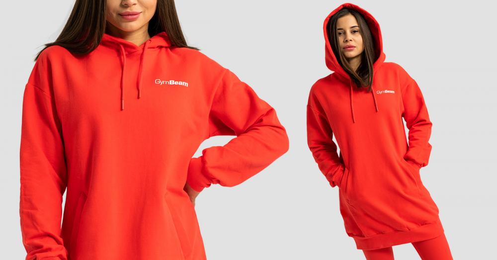 Longline Limitless Hoodie für Damen Hot Red - GymBeam