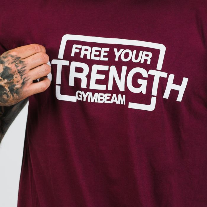 T-Shirt für Männer Free Your Strength Maroon White - GymBeam  