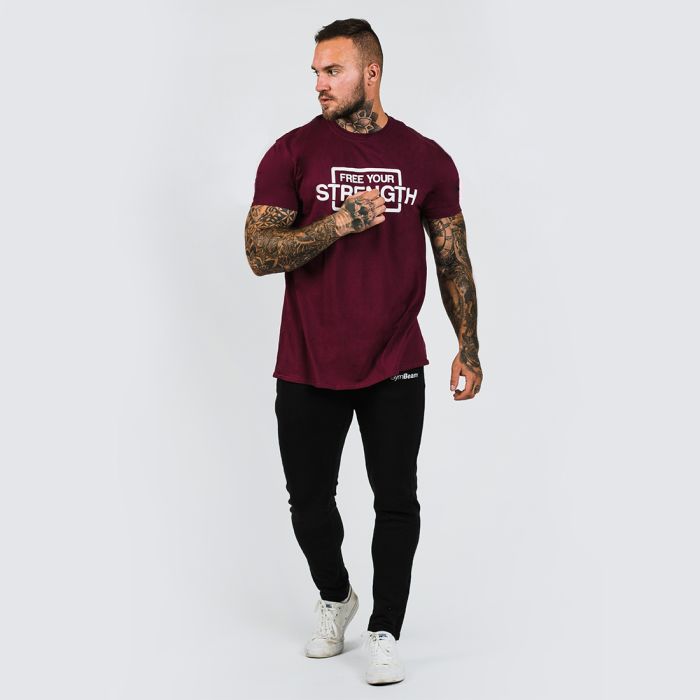 T-Shirt für Männer Free Your Strength Maroon White - GymBeam  