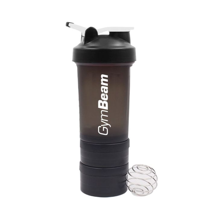 Mehrteiliger Blender Shaker Black White 600 ml - GymBeam