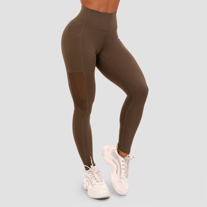 Damen Mesh Panel Leggings Olive - GymBeam