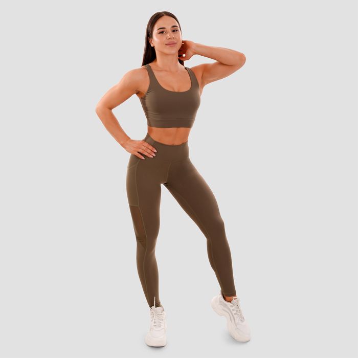 Damen Mesh Panel Leggings Olive - GymBeam