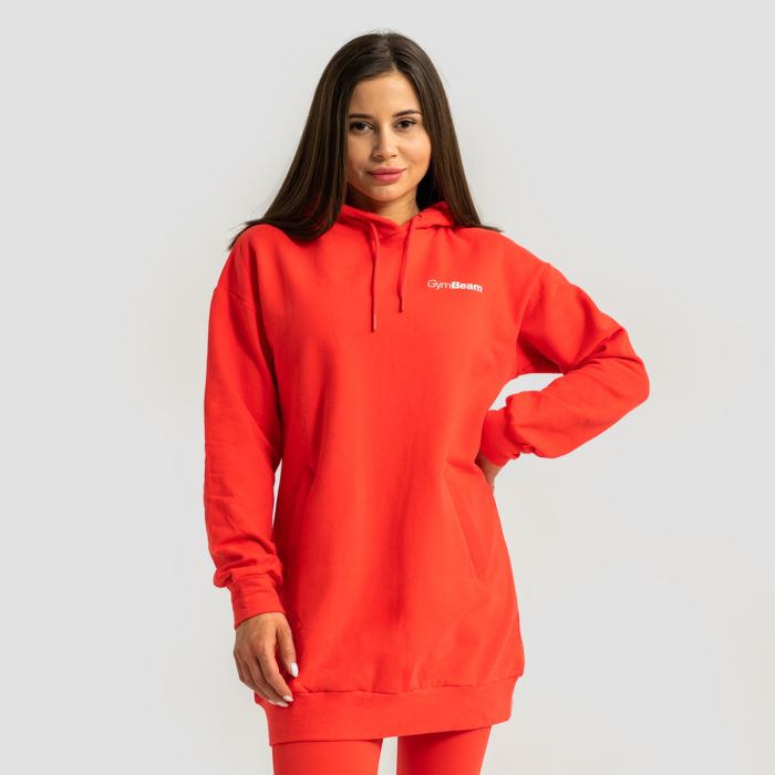 Women‘s Limitless Longline Hoodie Hot Red - GymBeam