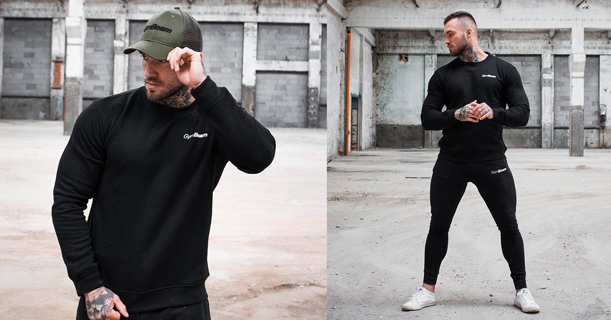 Sweatshirt für Männer Basic Black White - GymBeam